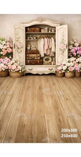 Tło fotograficzne „Romantyczna garderoba z kwiatami vintage” | E830